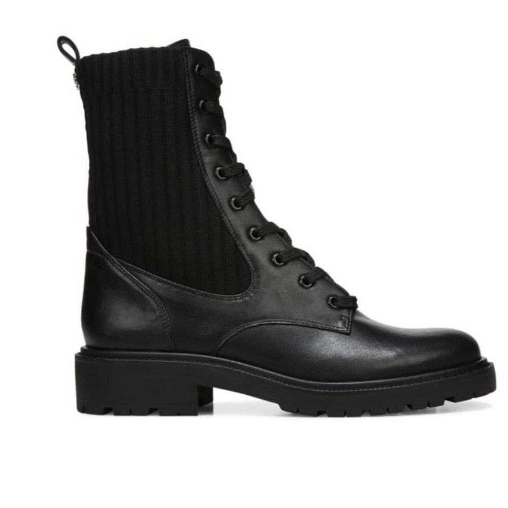 Sam Edelman Lydell Lug Sole Leather & Knit Combat Boots